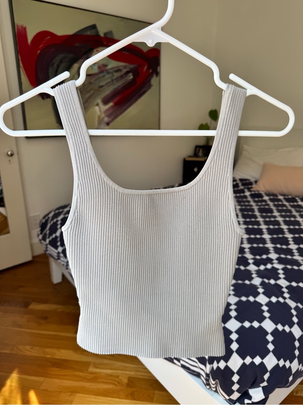 Aritzia Ribbed Squareneck Sculpt Tank in Ashen